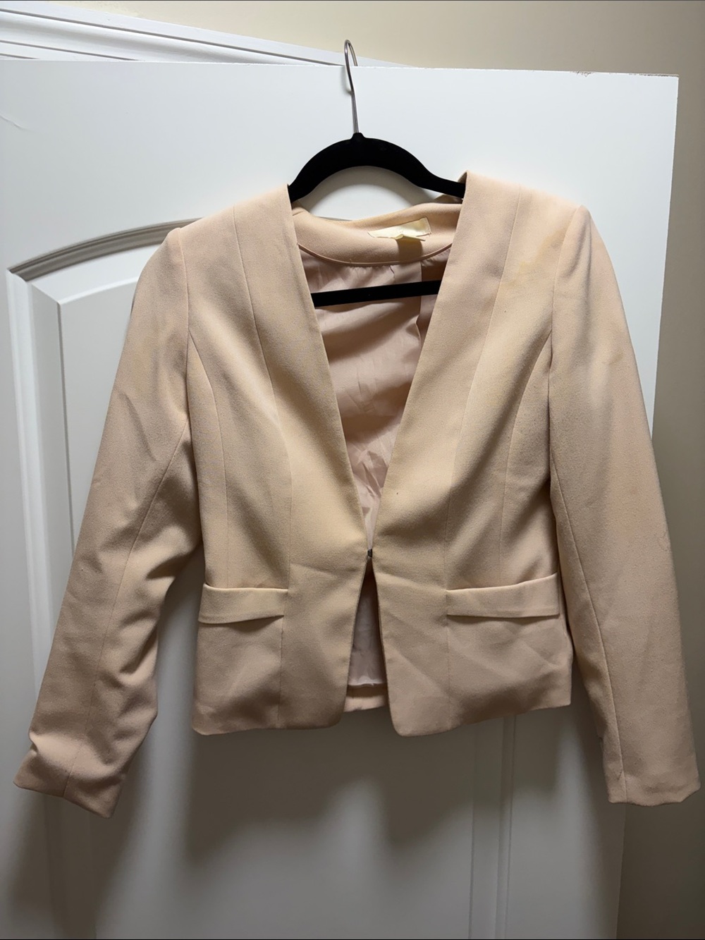 Women's Blush Cream Open-Front Blazer Jacket